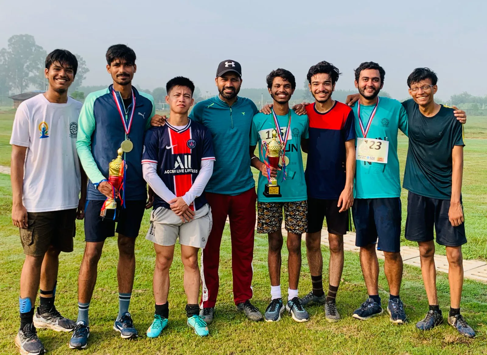 Arnav and friends after completing an 11 kilometre run